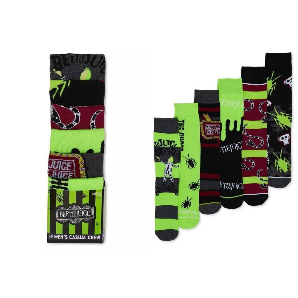 One pair Beetlejuice crew socks